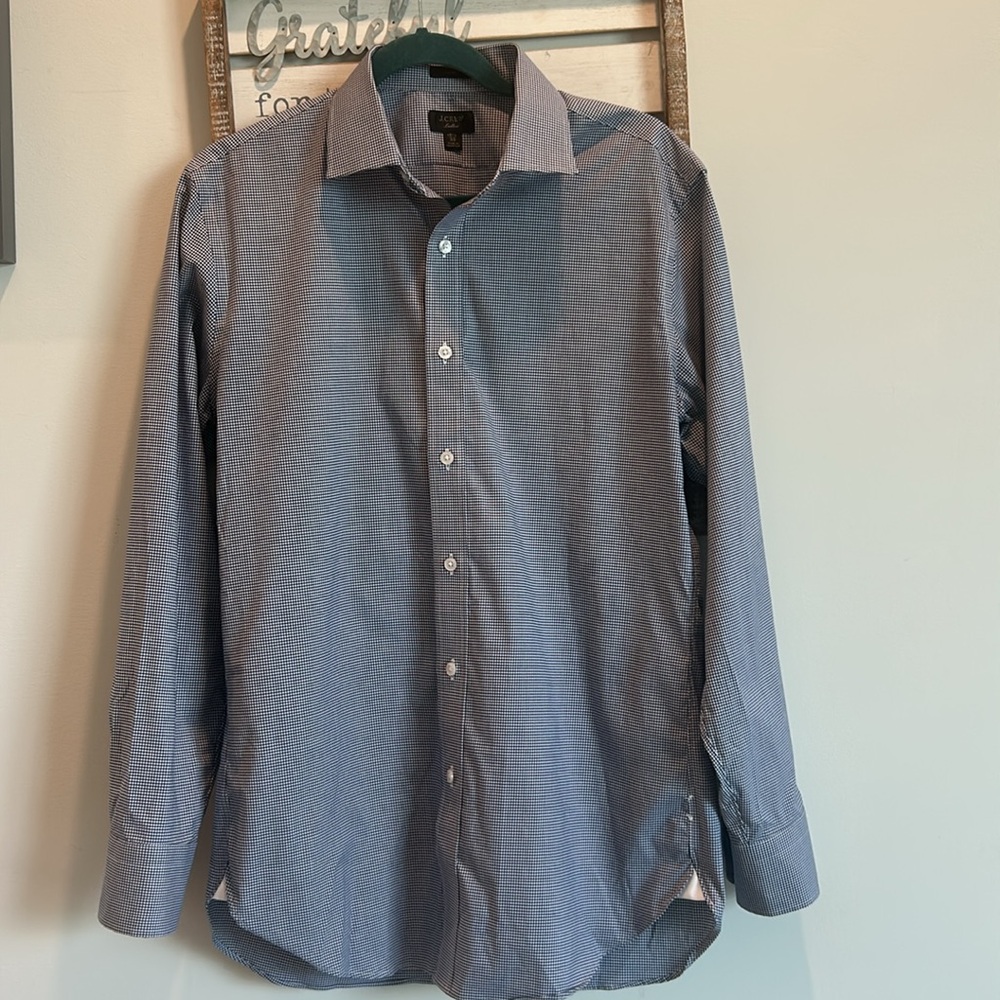 J Crew Ludlow Shirt Long Sleeves Like New Slim Fit White & Blue 15 1/2” Neck